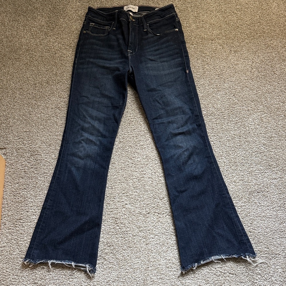 Frame Denim Le Crop Mini Boot Jeans in Dark Indigo